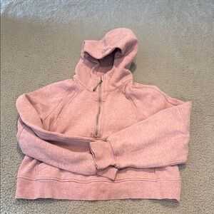 Lululemon Heathered Pink Taupe Scuba Half Zip Hoodie Pink Hooded Sweatshirt